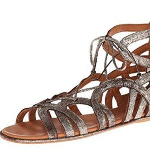 Gentle Souls Women's Break My Heart Gladiator Sandal, Dark Brown Metal, 6.5 M US